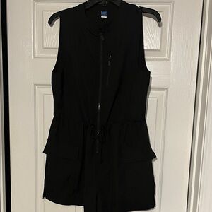 Black Sleeveless Zip-Up Romper